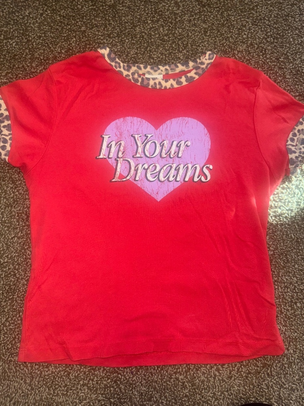 Urban Outfitters “In Your Dreams” Leopard Trim Baby Tee Women’s Large